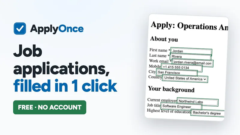 ApplyOnce Job application autofill  screenshot 1 (video preview)