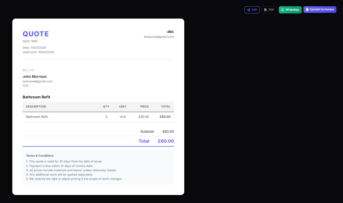 TradeQuoteAI - Screenshot 4 showing product features and functionality
