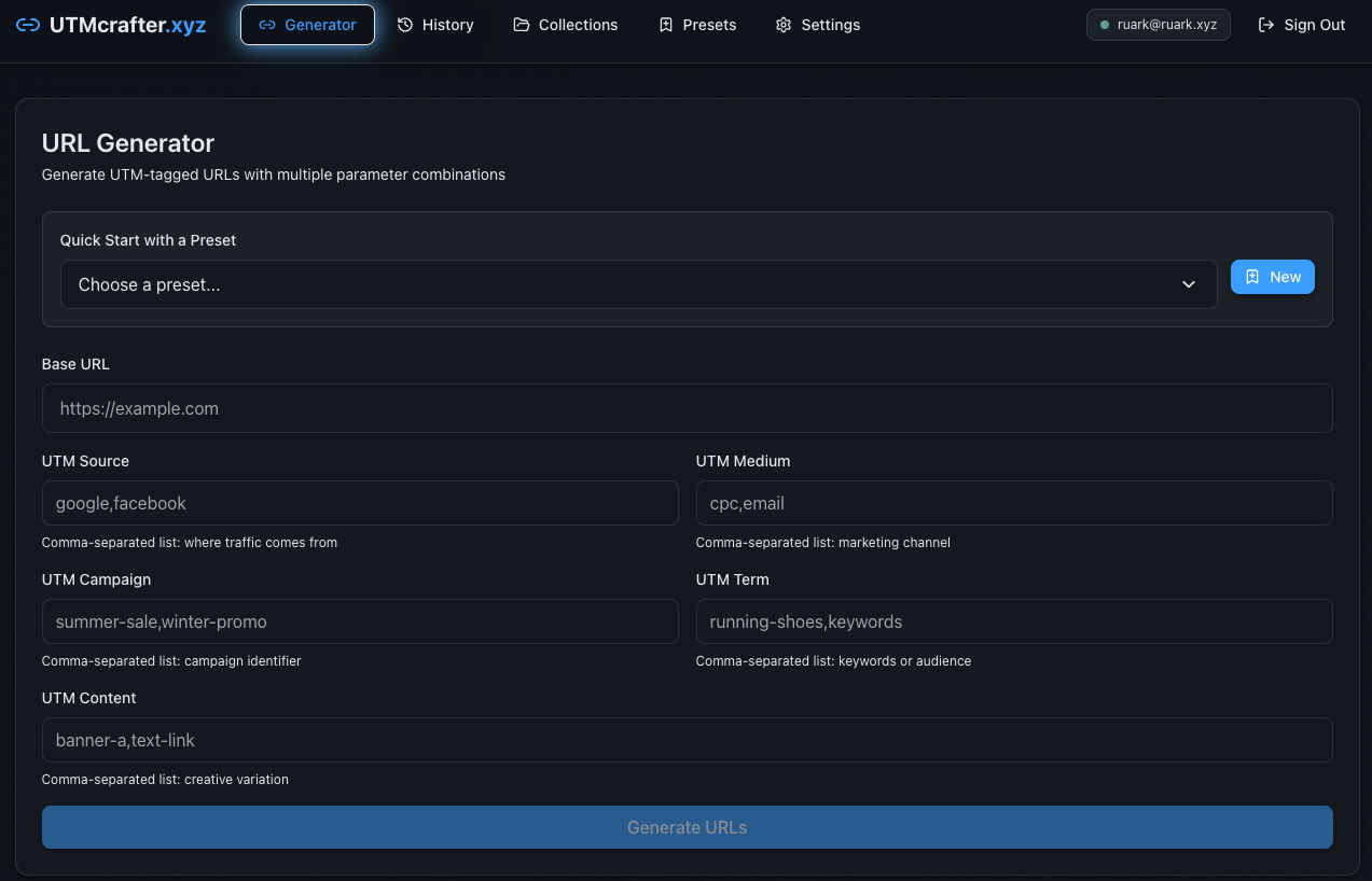 UTMcrafter - Screenshot 2 showing product features and functionality