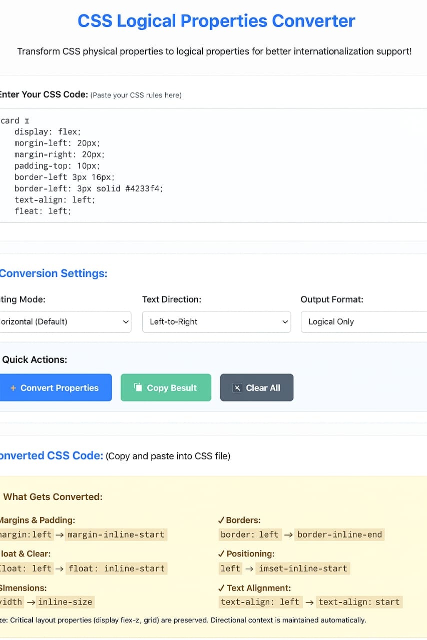 Mídia 1 de Converter de propriedades lógicas CSS - CSS Conversor de propriedades físicas a lógicas