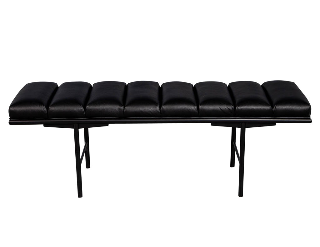 Sleek Modern Black Leather Accent Bench