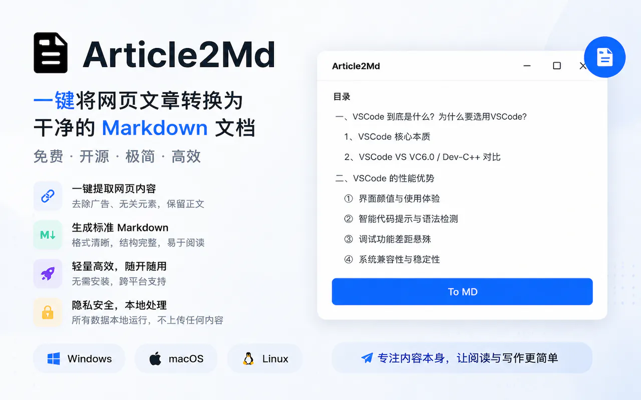 Article2Md: 1-Click Web to MD gallery image
