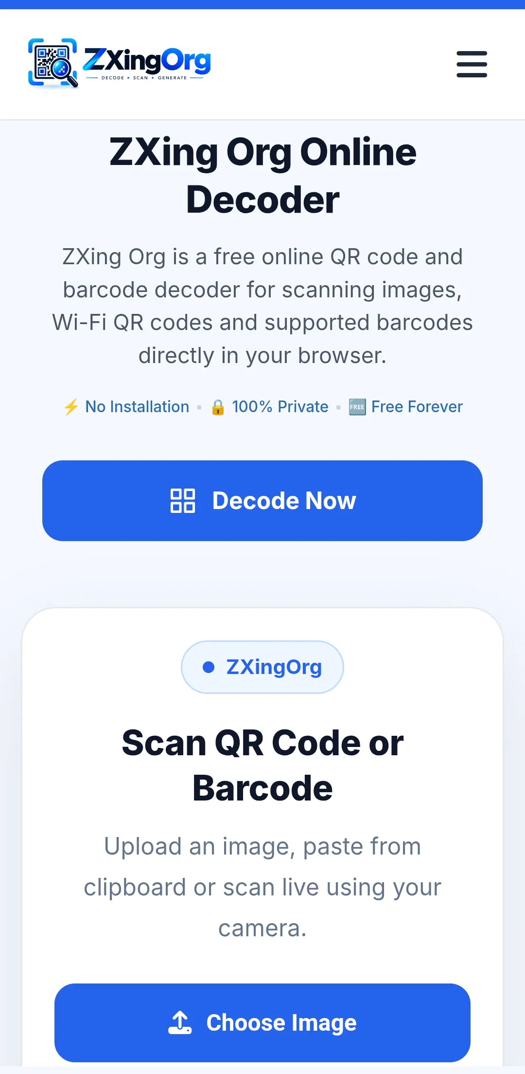 ZXing Org - Online QR and WiFi Decoder gallery image