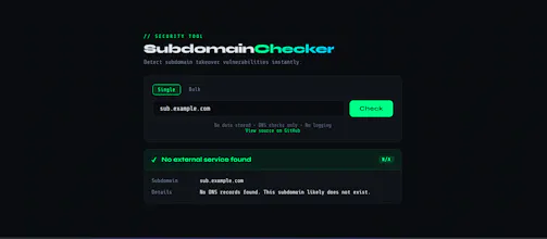 Subdomain Takeover Checker gallery image