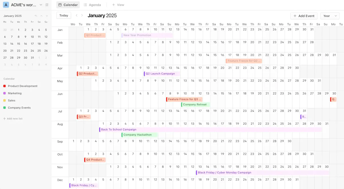 Online Yearly Planner
