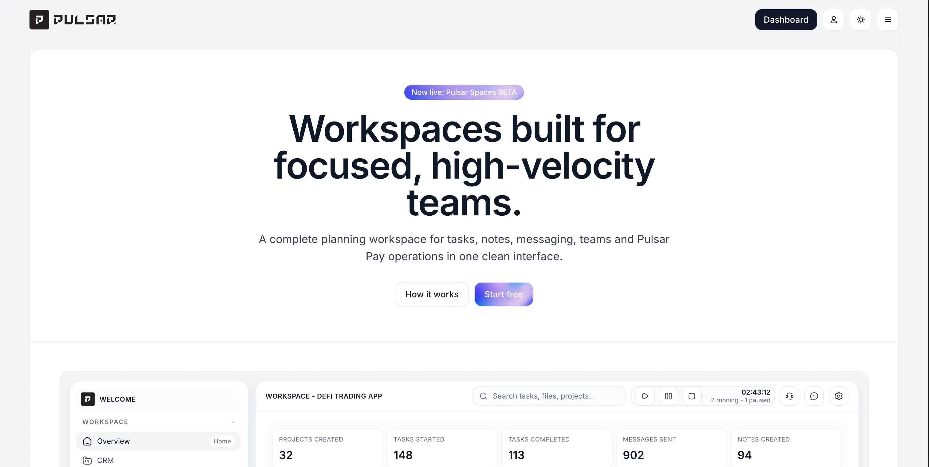 Pulsar Spaces 제품 배너