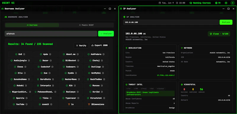 OSINT UI screenshot 3