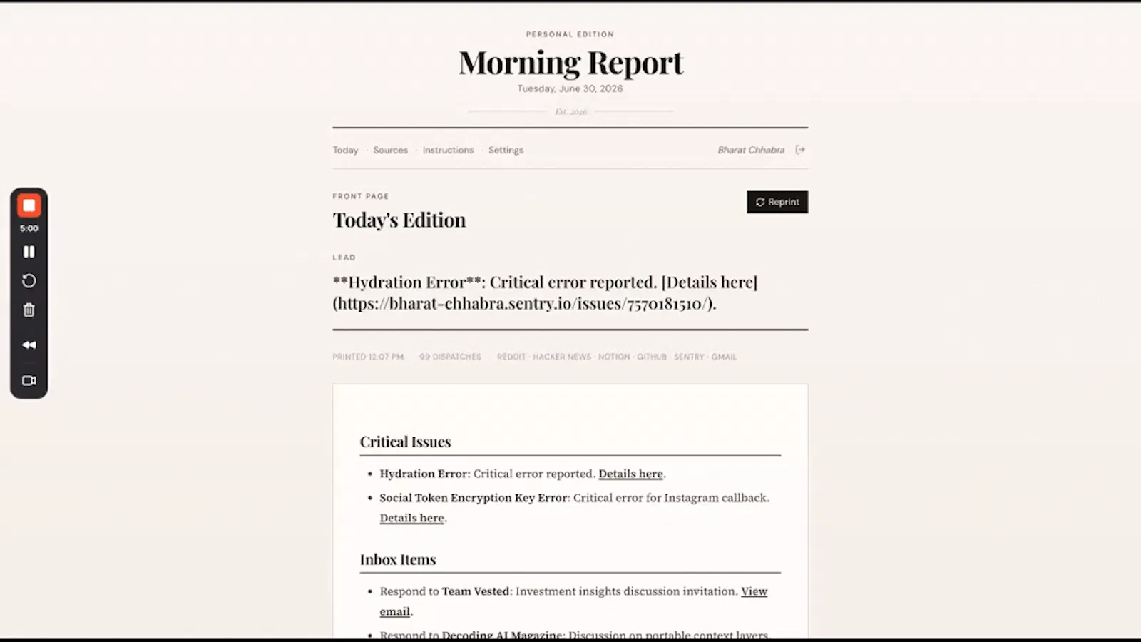 My Morning Report screenshot 1 (video preview)