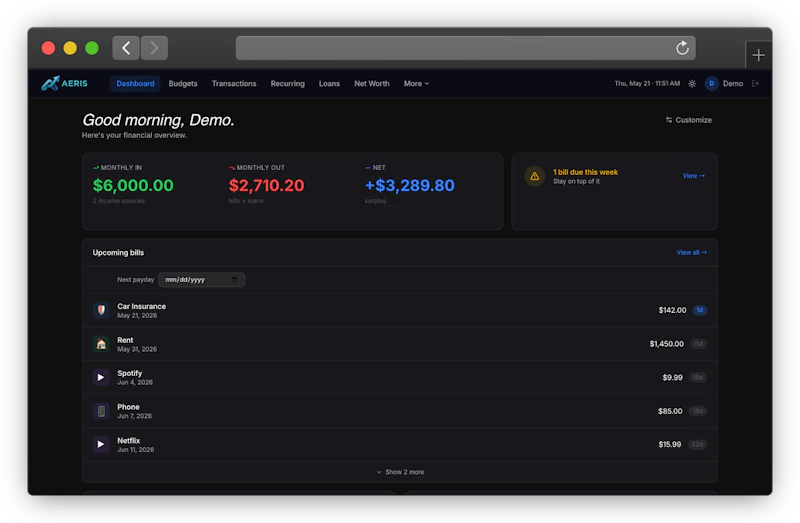 Aeris Finance screenshot 1
