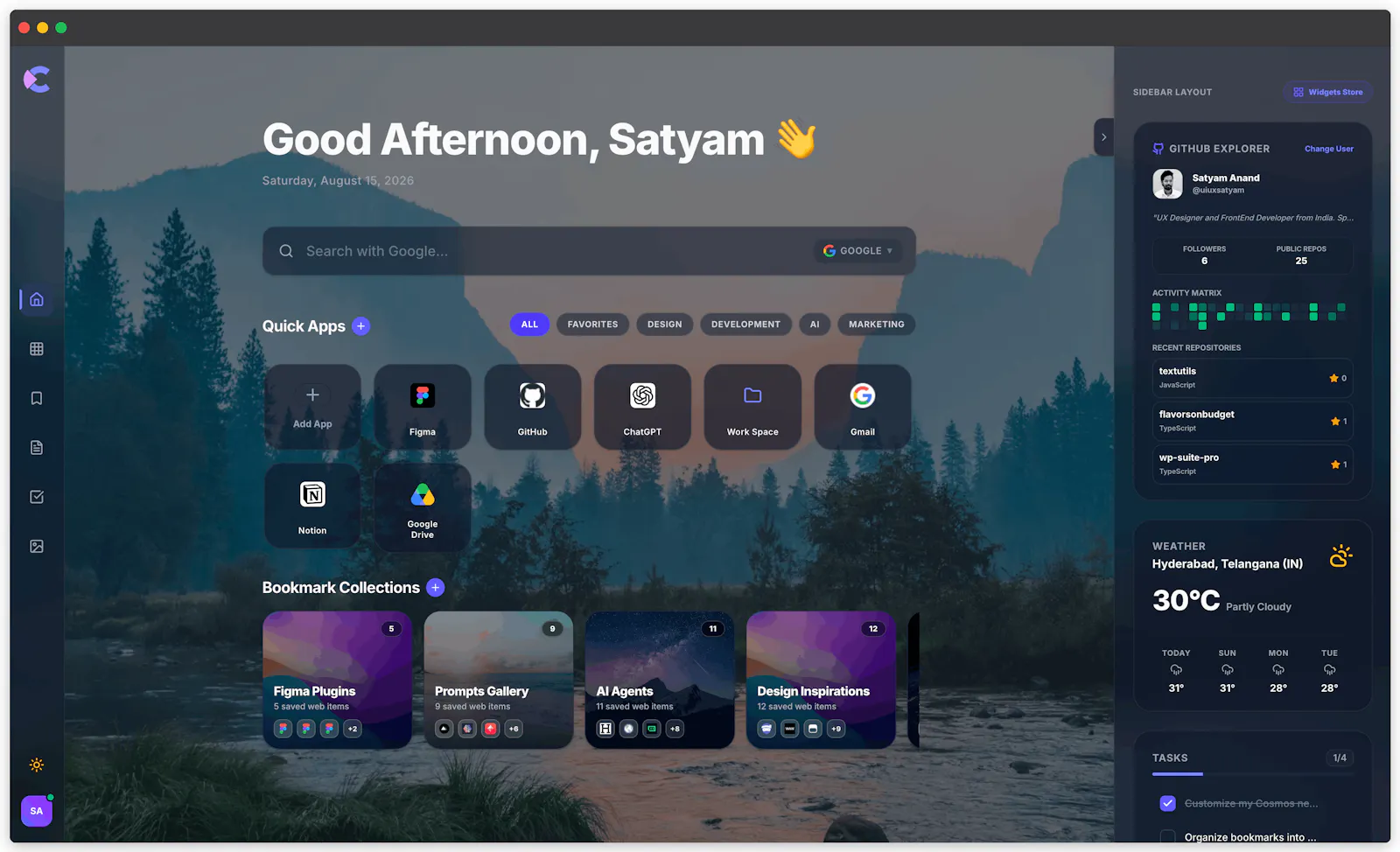 Cosmos : New Tab screenshot 1