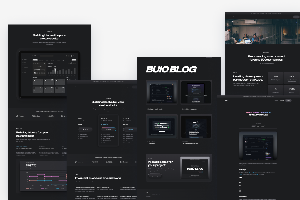 Buio UI Kit - A dark multipage theme made with Astro, Tailwind CSS & MDX media 1