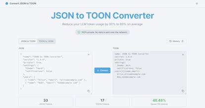 JSON to TOON Converter gallery image