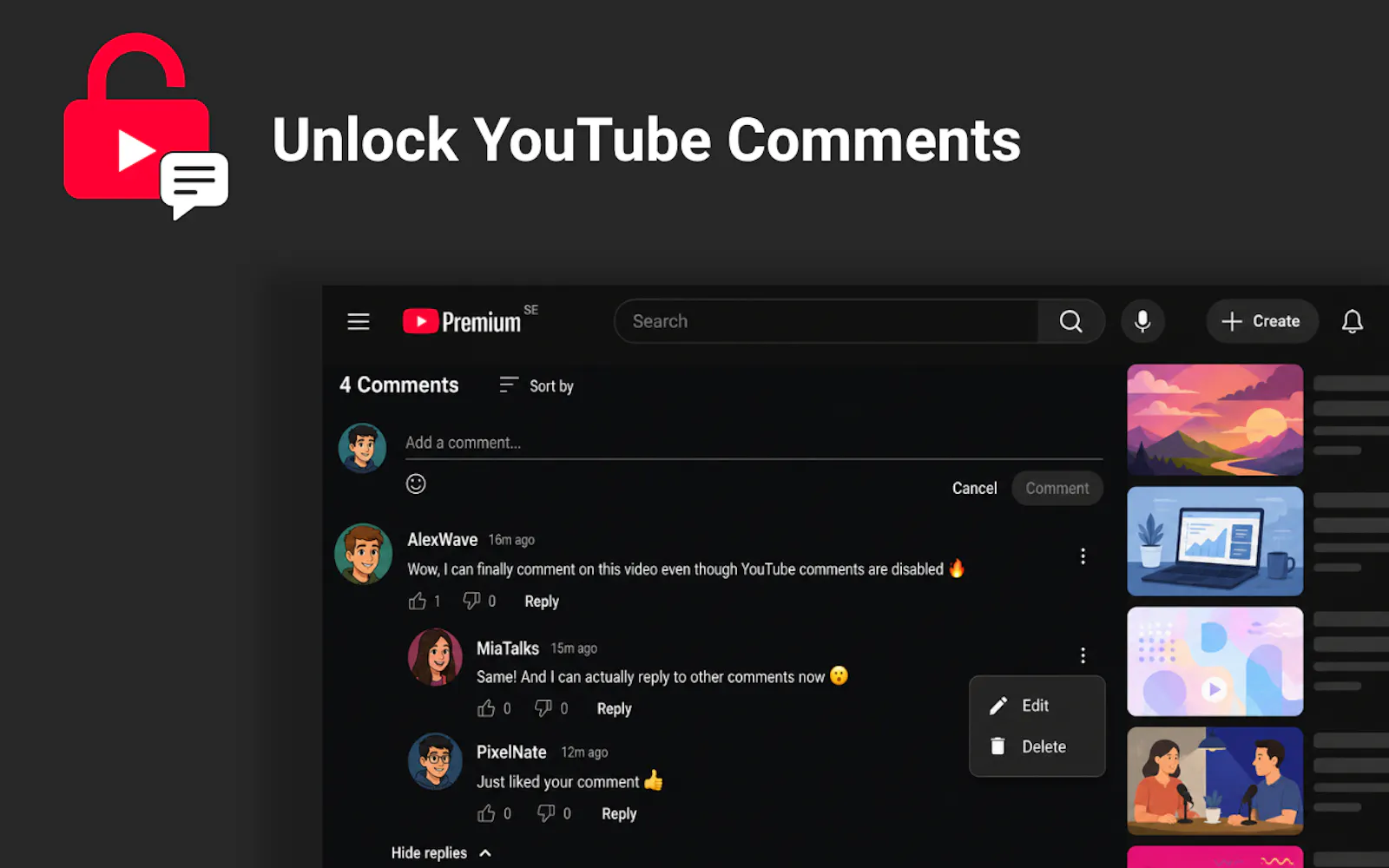 Unlock YouTube Comments screenshot 2