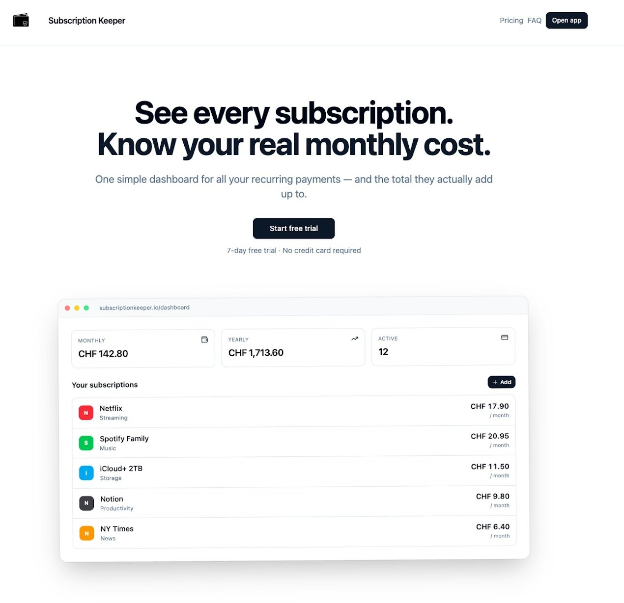 SubscriptionKeeper  gallery image