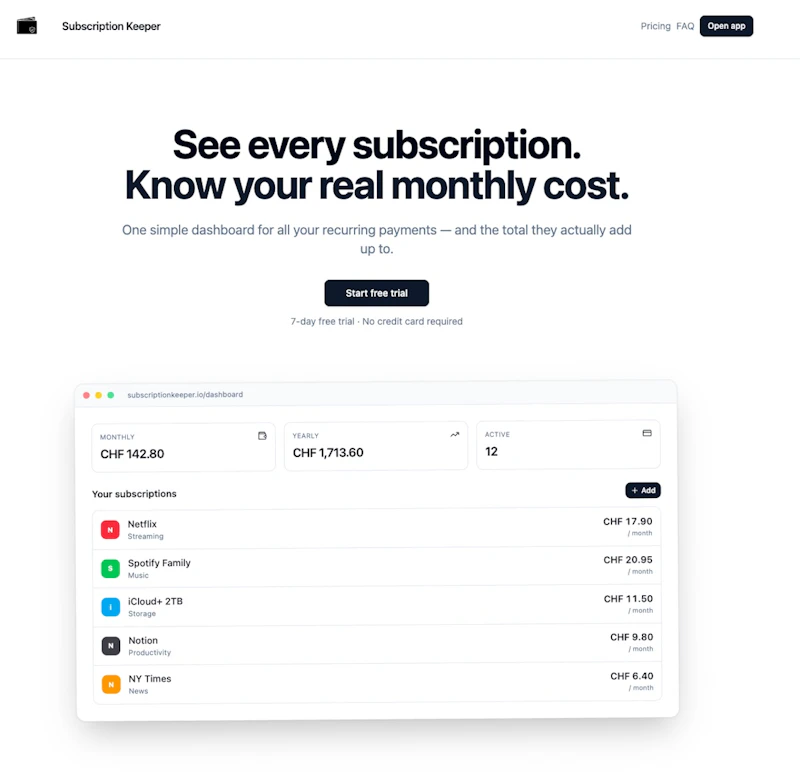 SubscriptionKeeper  screenshot 2