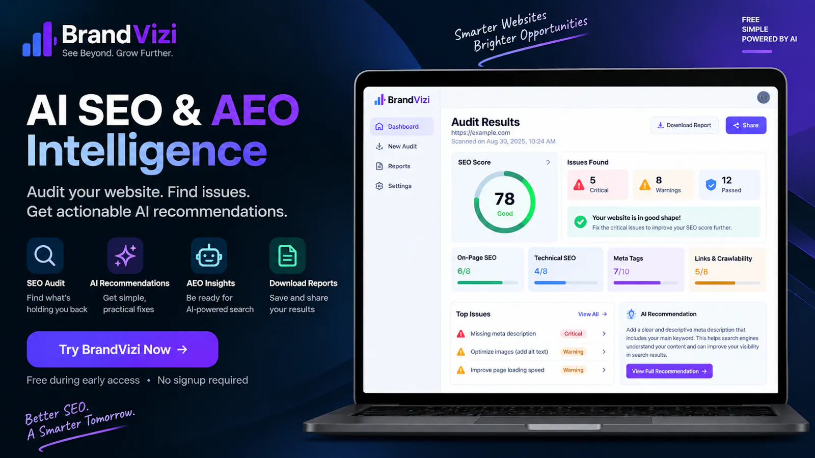 BrandVizi — AI SEO & AEO Intelligence screenshot 1