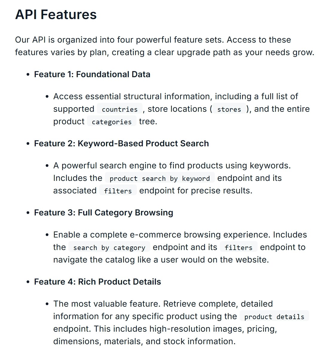 Real-time Ikea Data API - Screenshot 2 showing product features and functionality