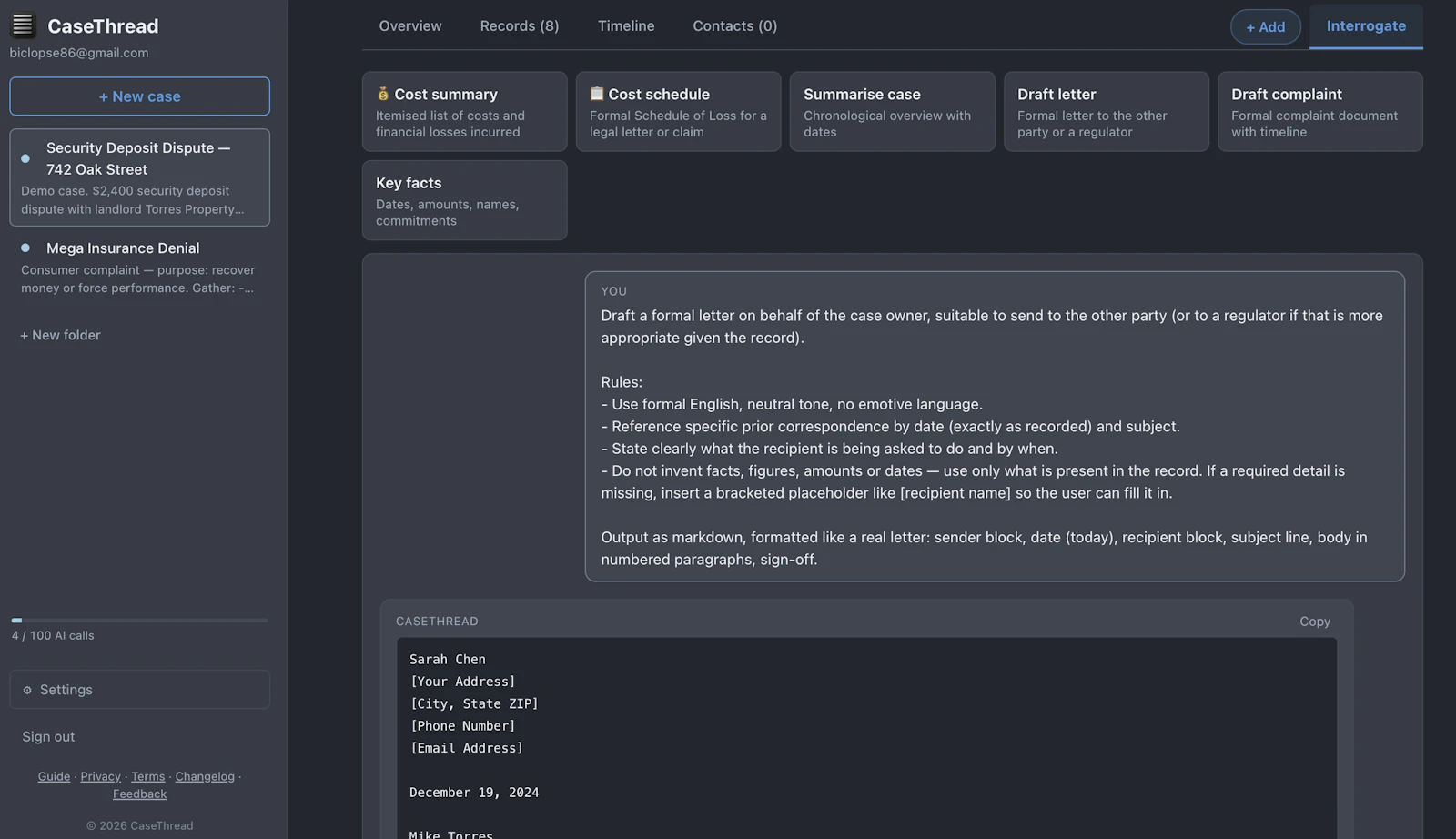 CaseThread screenshot 3