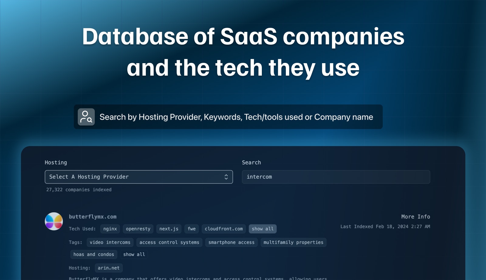 SaaS DB - Database of SaaS companies and the tech they use media 1