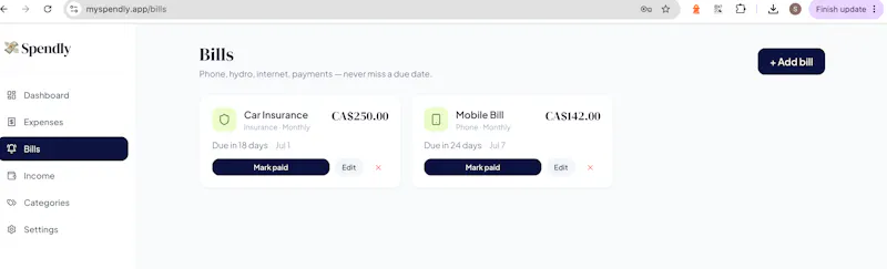 Spendly — Expense Tracker screenshot 2