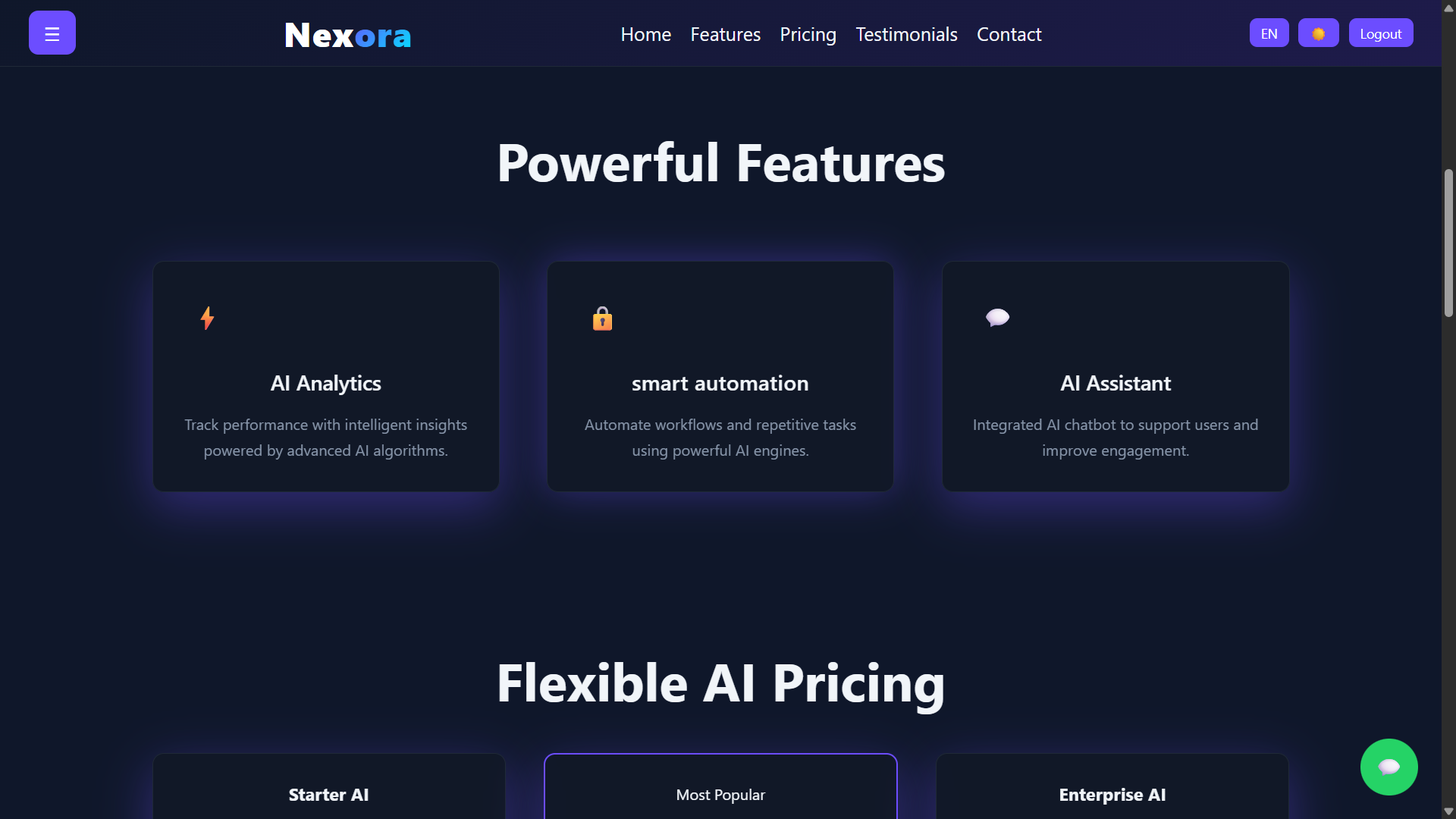 Nexora__ AI SaaS Landing Page  gallery image