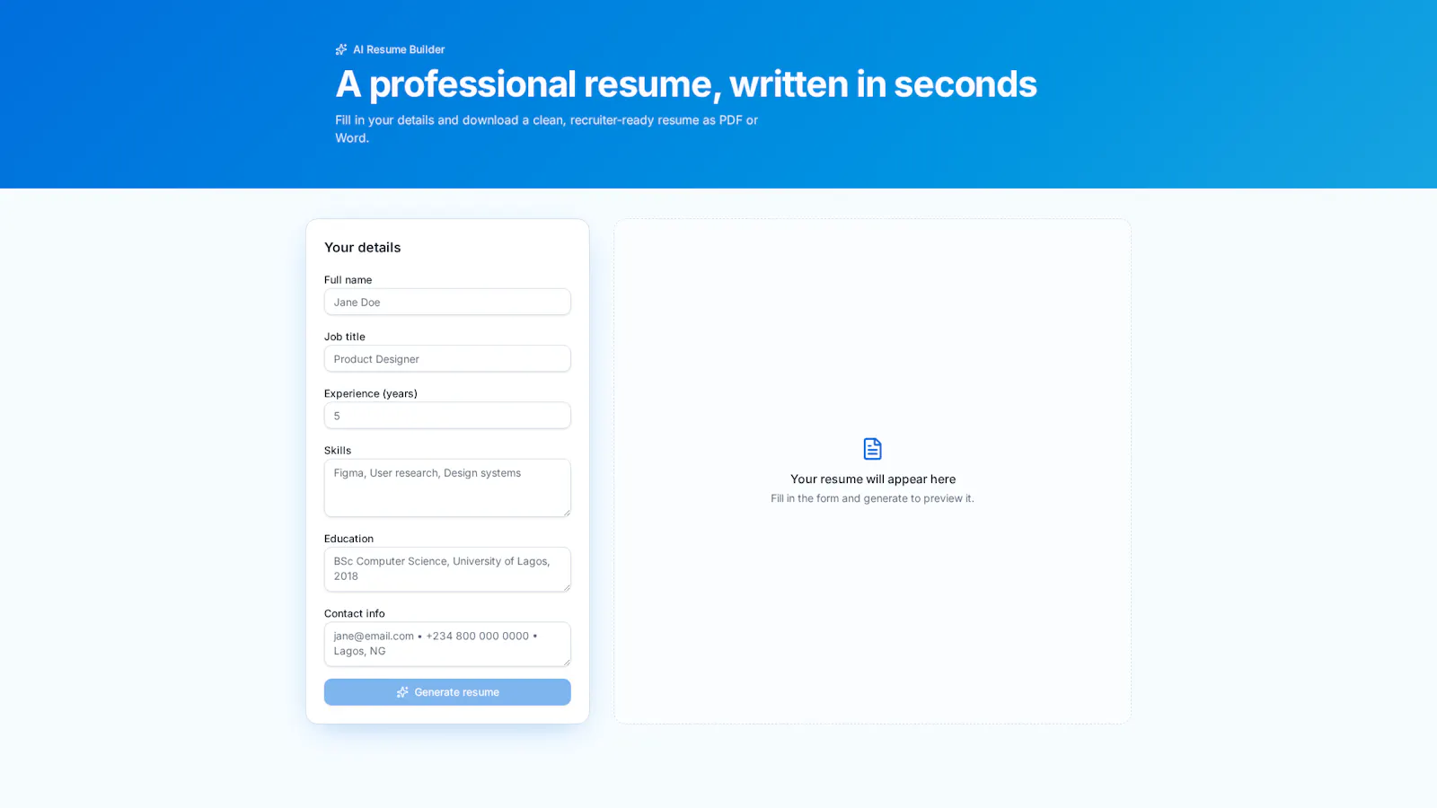 https://resume-magic-wand-52.lovable.app screenshot 1