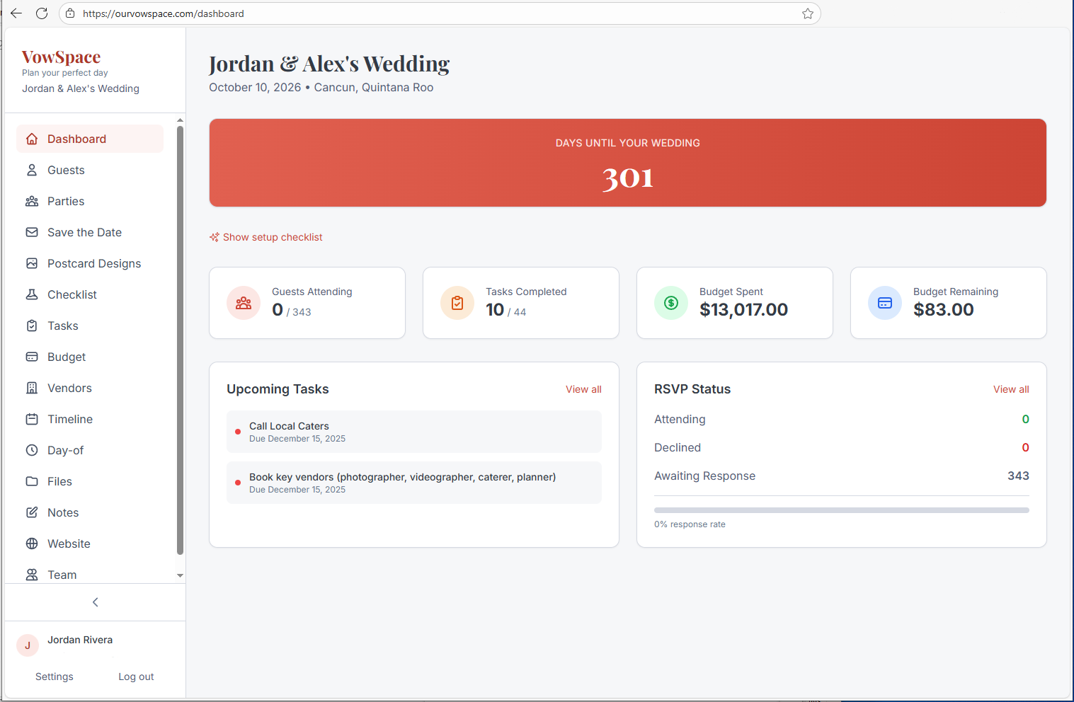 VowSpace - Main product screenshot demonstrating key features and user interface