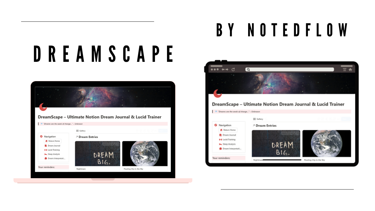 Media Dreamscape - Pelacak impian & hab latihan lucid dalam satu template tanggapan. 1