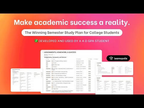 startuptile College Arsenal: A GPA 4.0 Toolkit-A study plan Notion to help achieve a successful semester