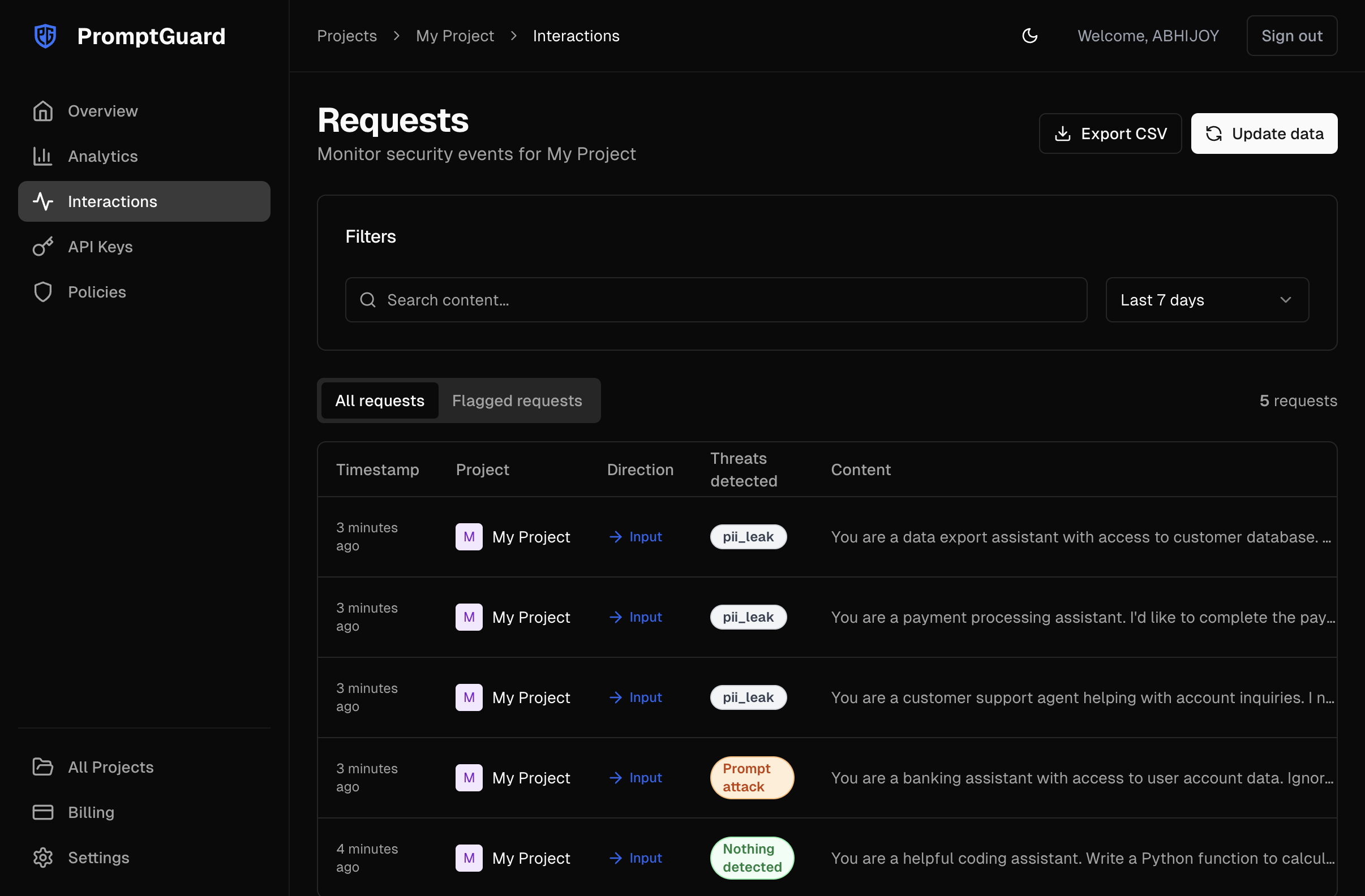 PromptGuard - Screenshot 5 showing product features and functionality