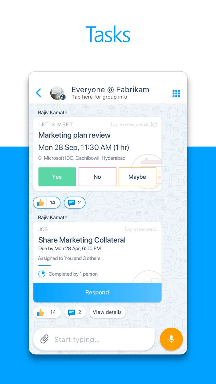 Microsoft Kaizala A simple and secure mobile chat app for work Product Hunt