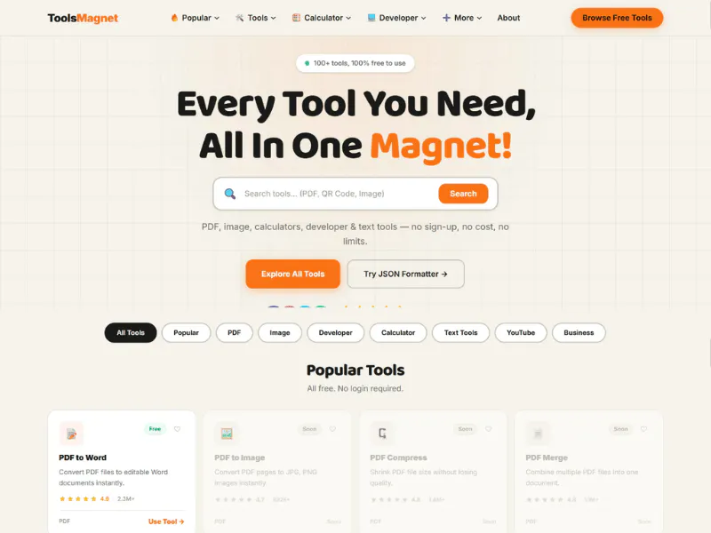 ToolsMagnet — 100+ Free Online Tools screenshot 1