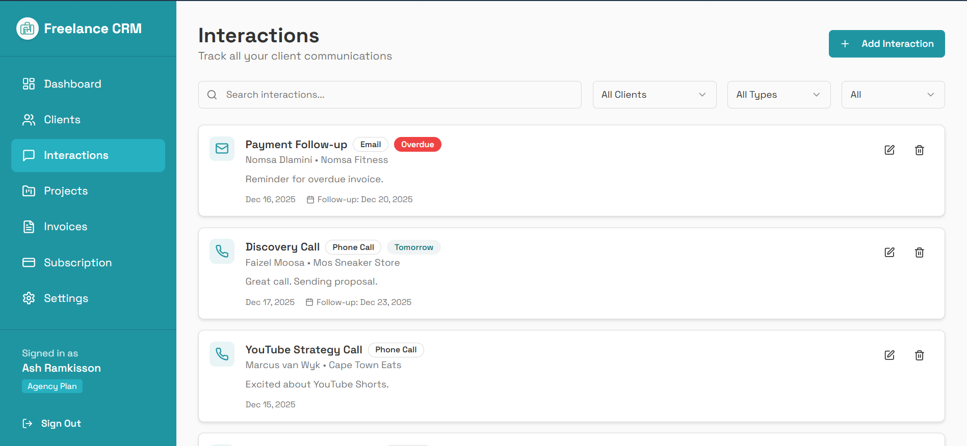 Freelance CRM gallery image