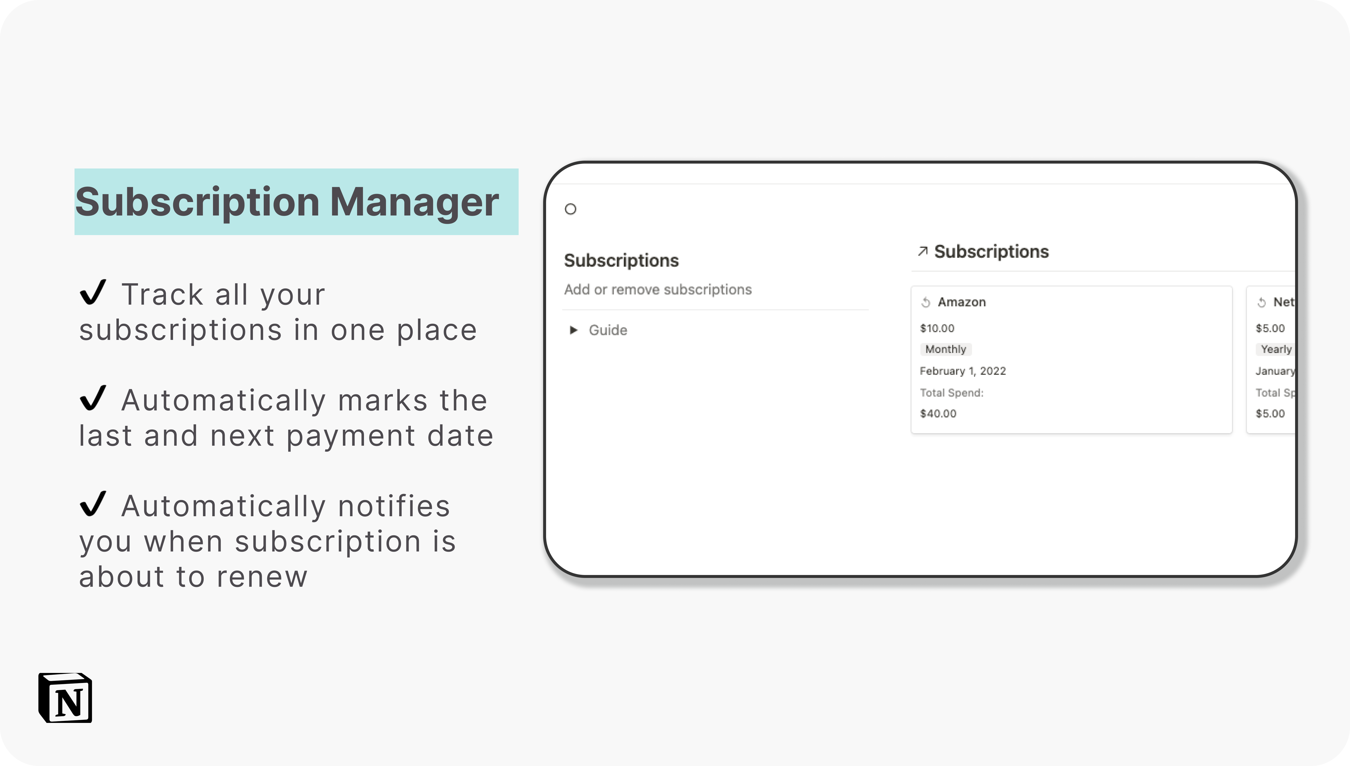 Notion Personal Finance Dashboard gallery image