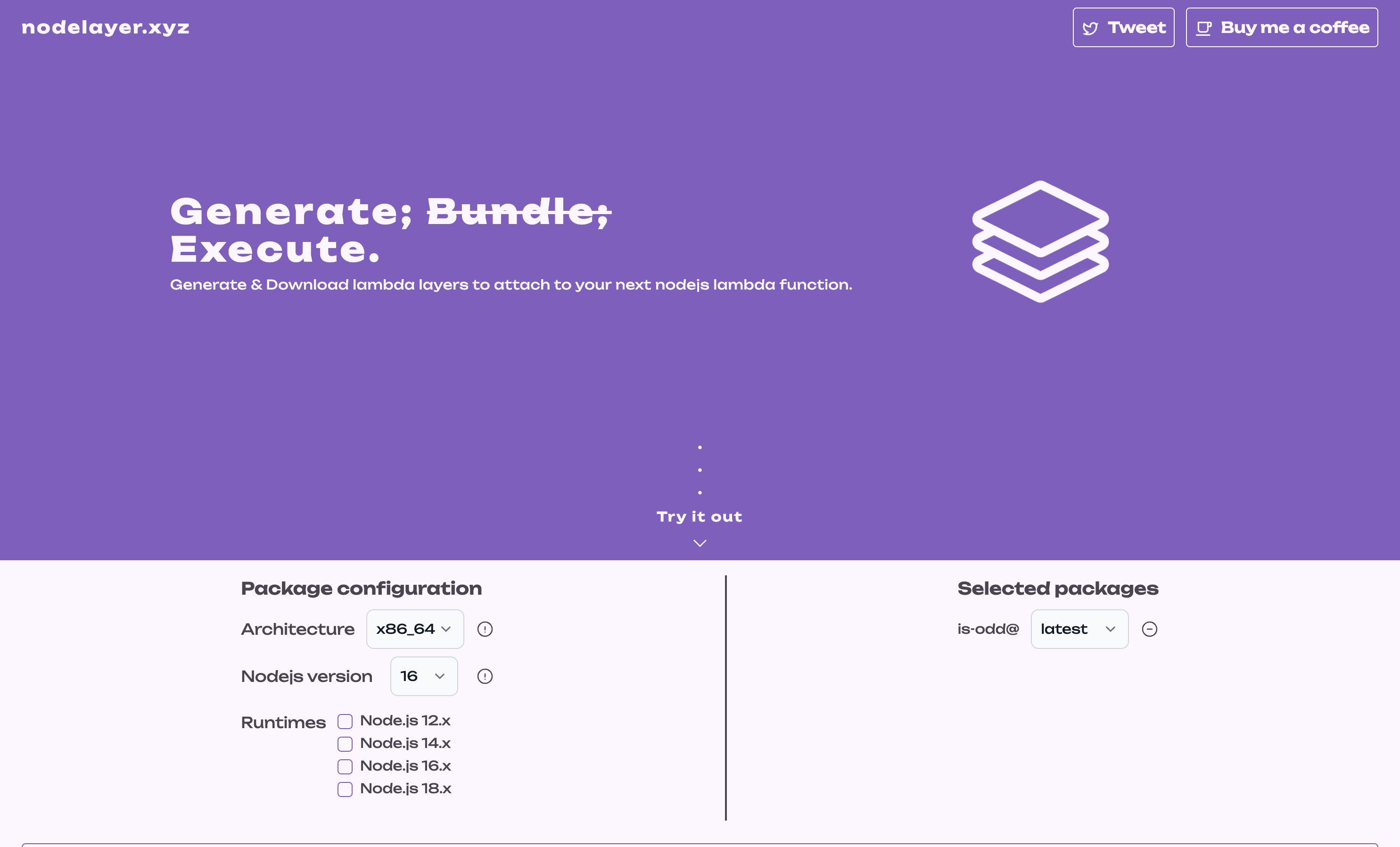 وسائط nodelayer.xyz - إنشاء طبقات لوظائف Lambda Nodejs. 3
