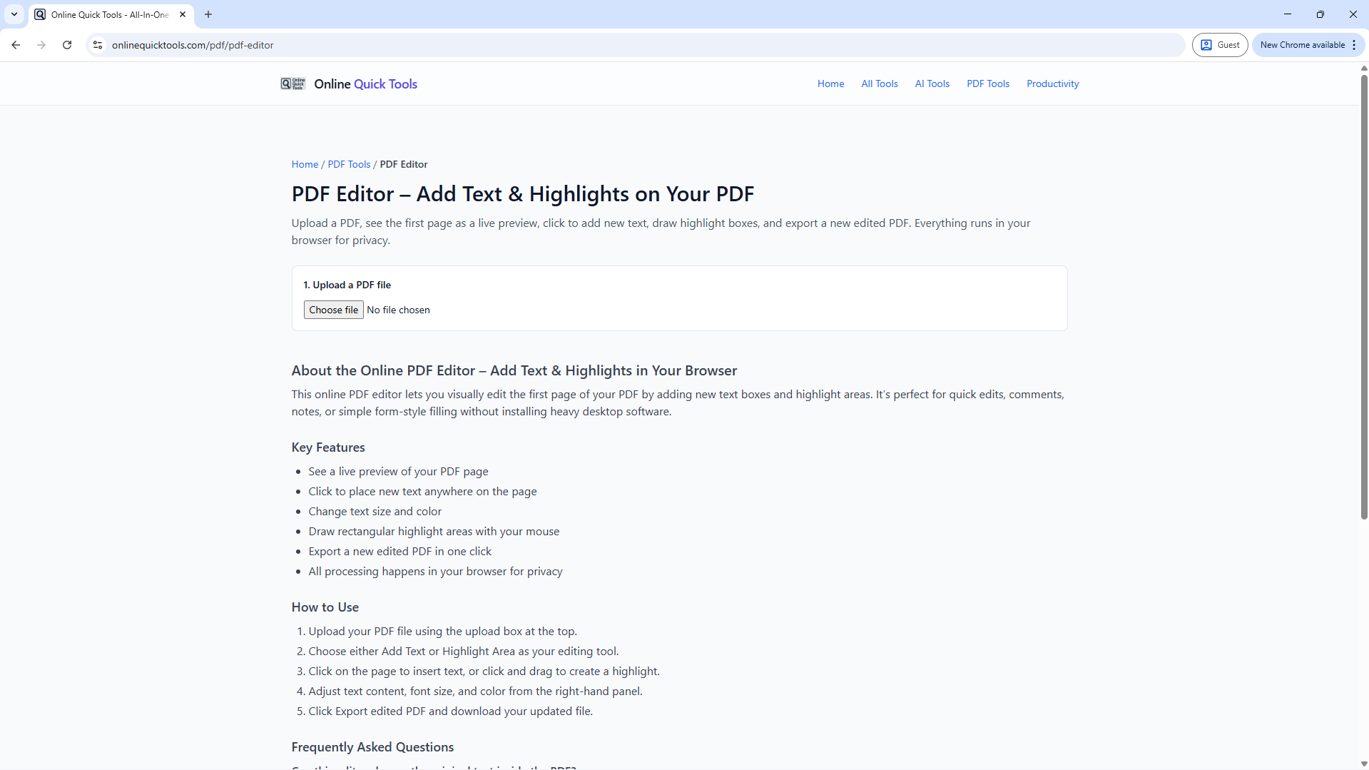 OnlineQuickTools - Screenshot 2 showing product features and functionality