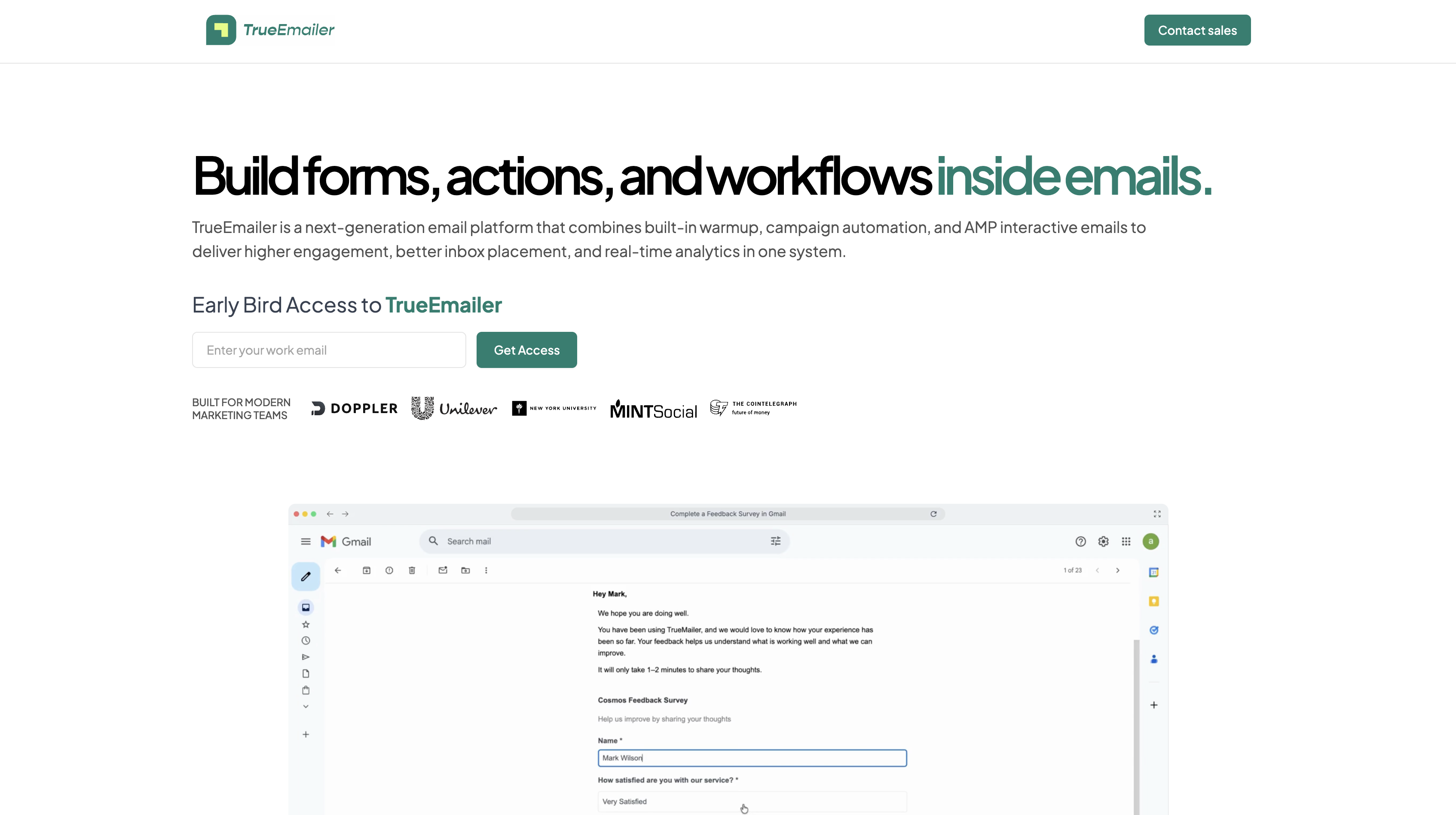 TrueEmailer - Main product screenshot demonstrating key features and user interface