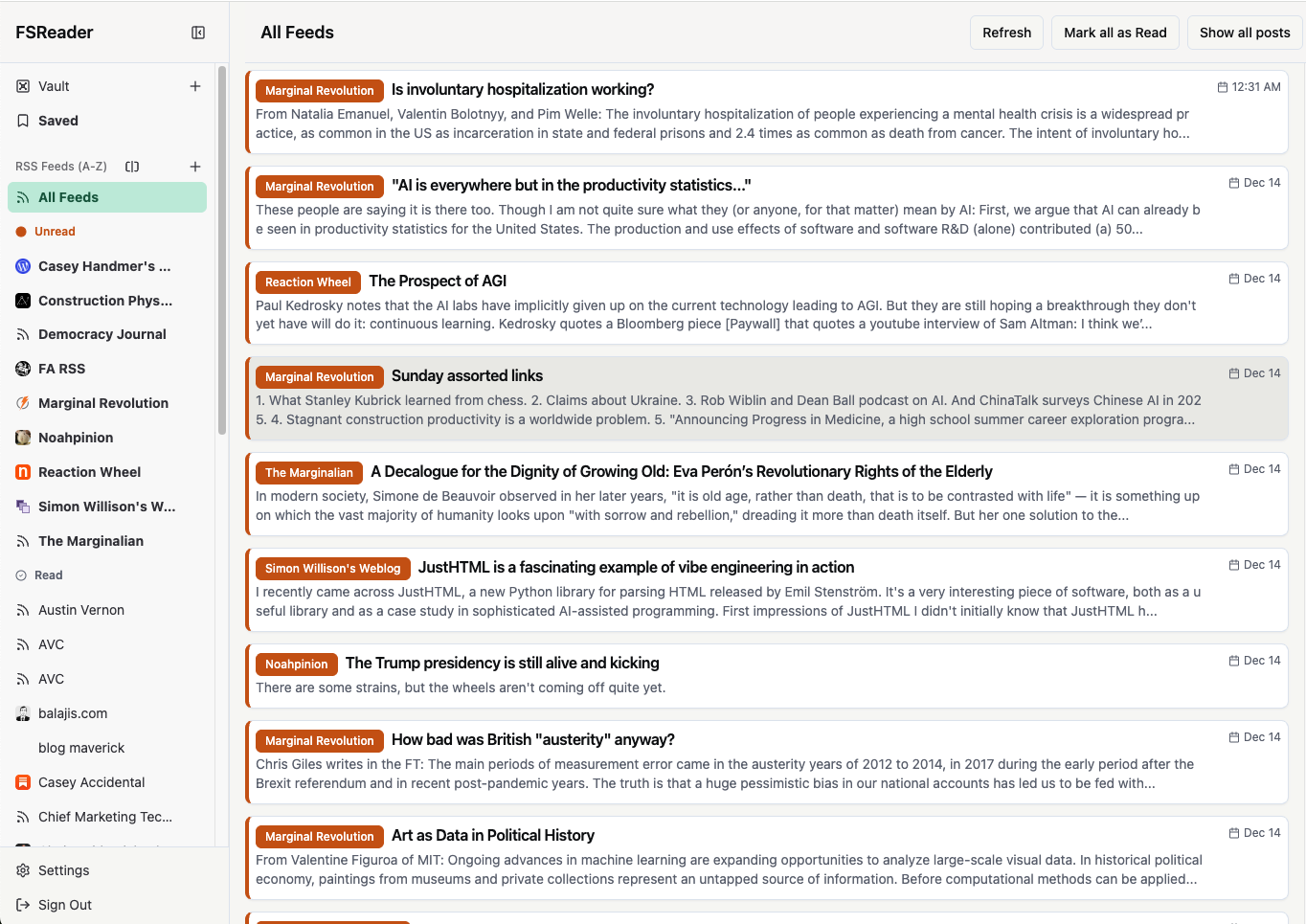 FS Reader - Main product screenshot demonstrating key features and user interface