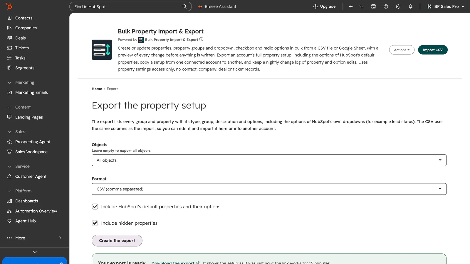 Bulk Property Import & Export screenshot 5