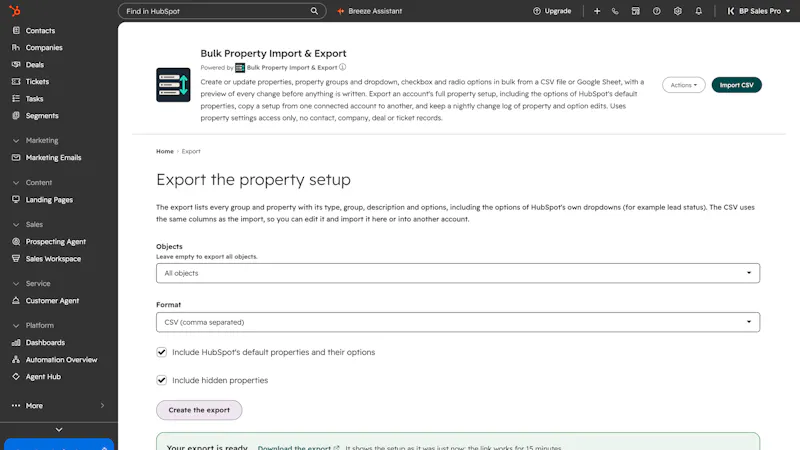 Bulk Property Import & Export screenshot 5