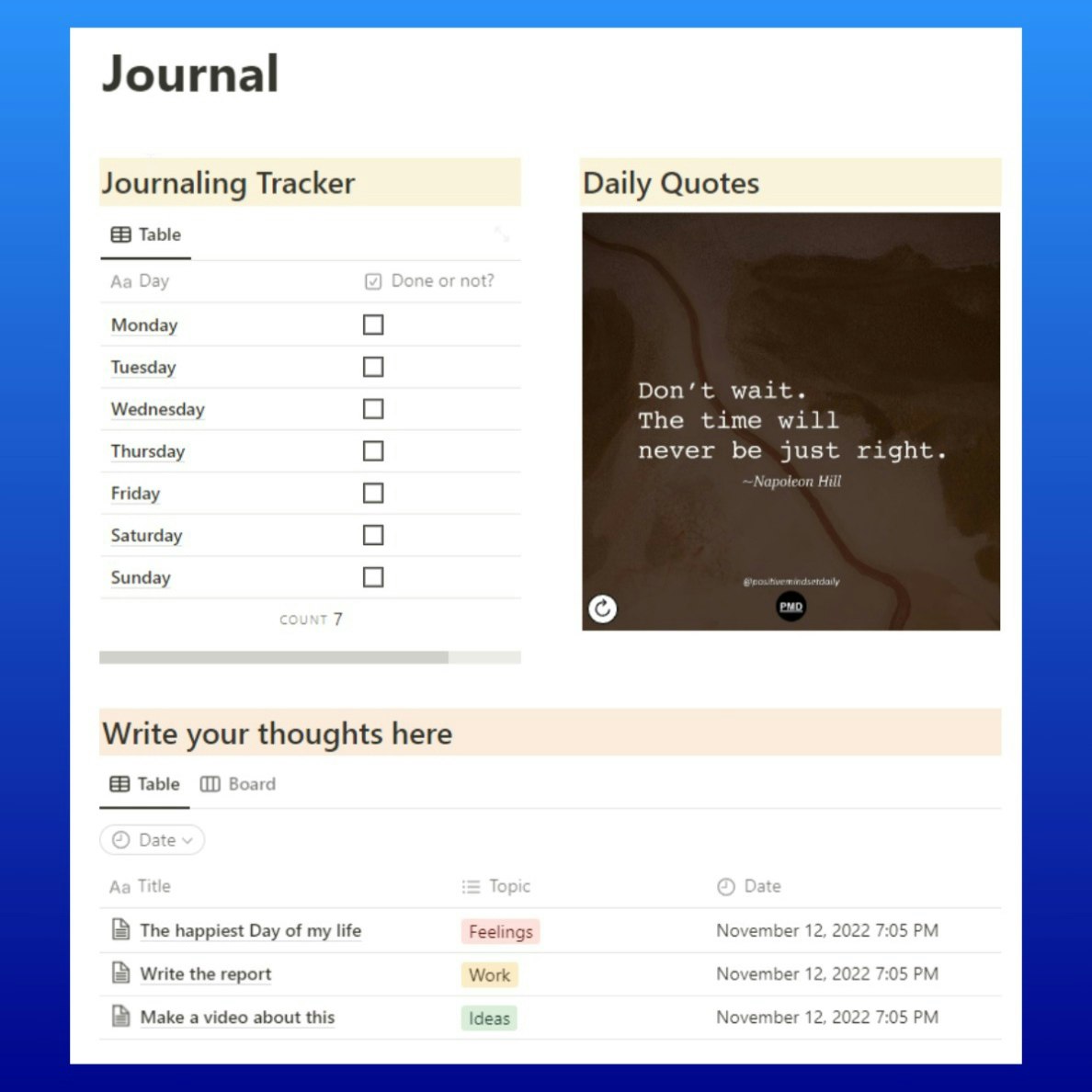 Free Journaling Dashboard + Tracker gallery image