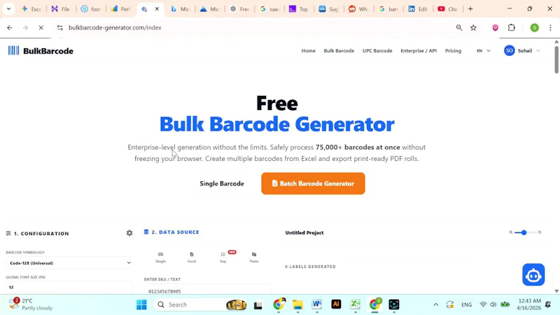 Free Bulk Barcode & QR Generator screenshot 1 (video preview)