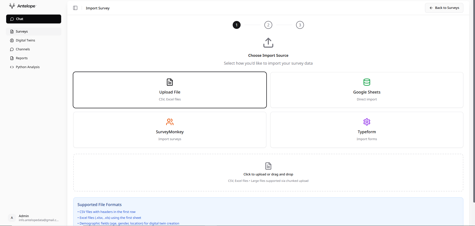 Antelope Data - Screenshot 2 showing product features and functionality
