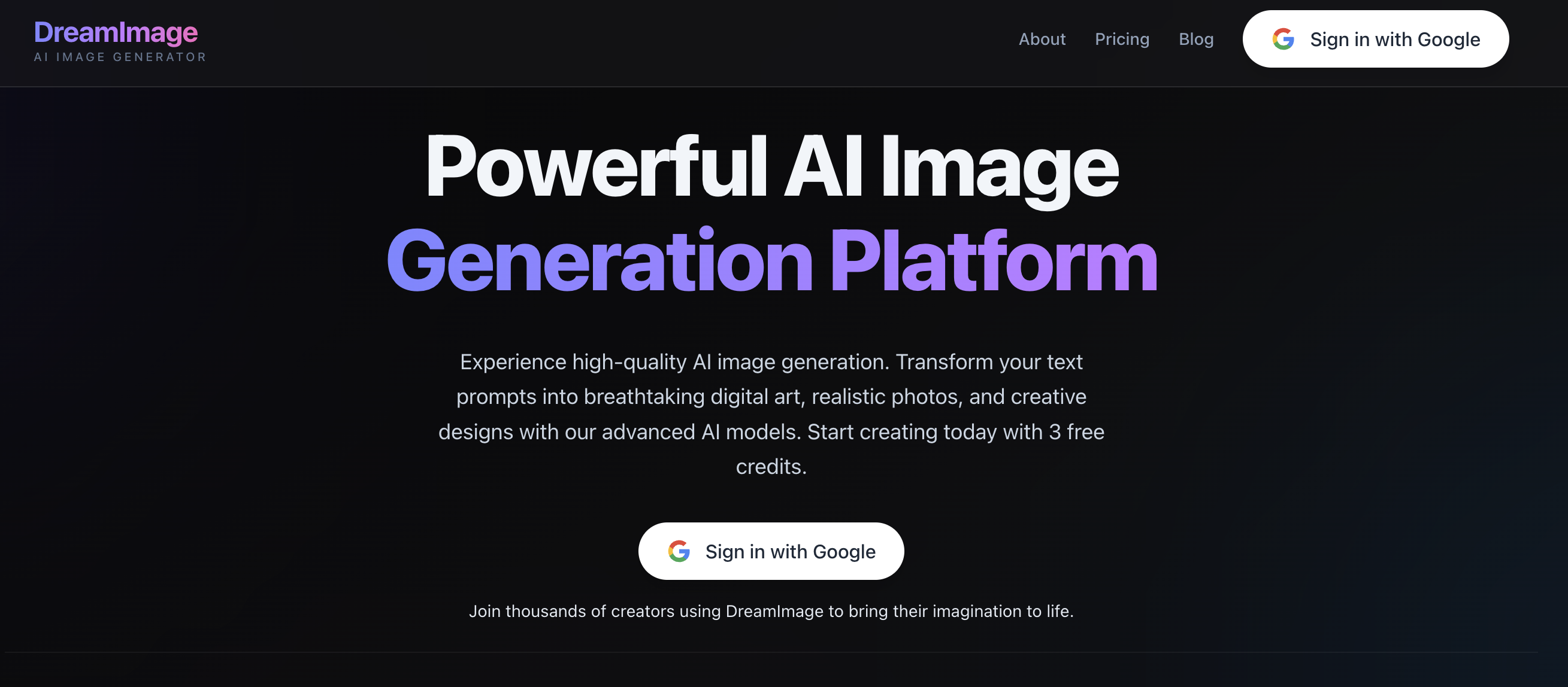 DreamImage - Main product screenshot demonstrating key features and user interface