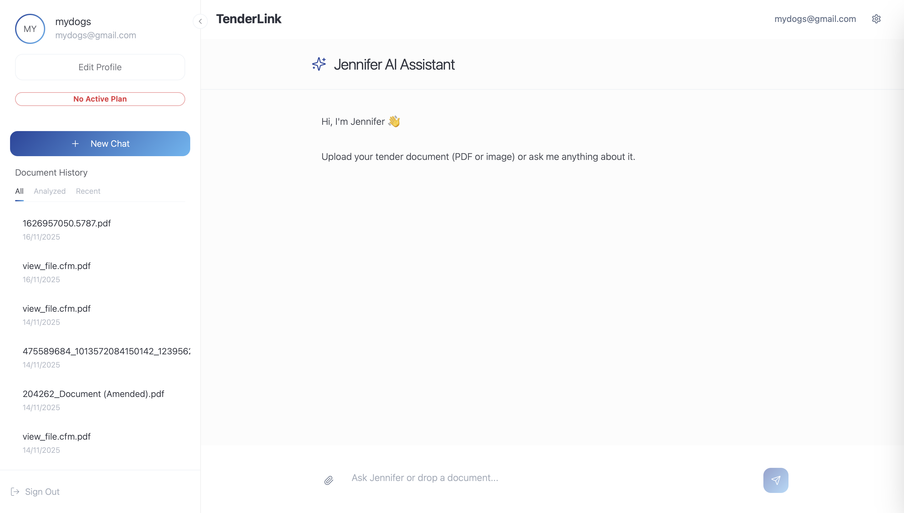 TenderLink - Main screenshot showing features and interface