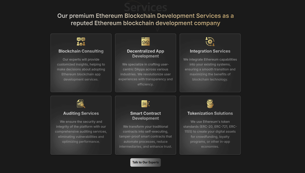 Ethereum Blockchain Development Company - Screenshot 2 showing product features and functionality