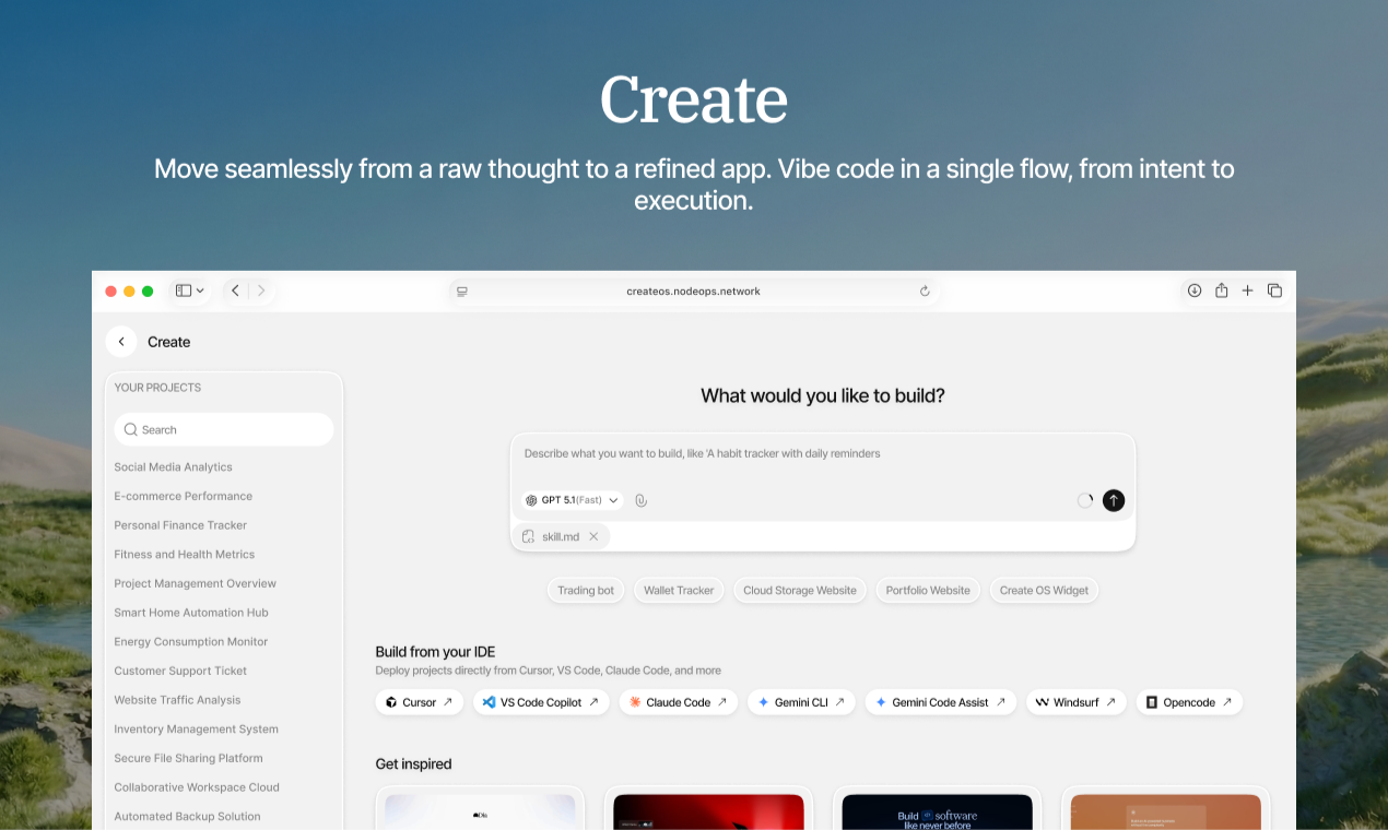 CreateOS - Screenshot 2 showing product features and functionality