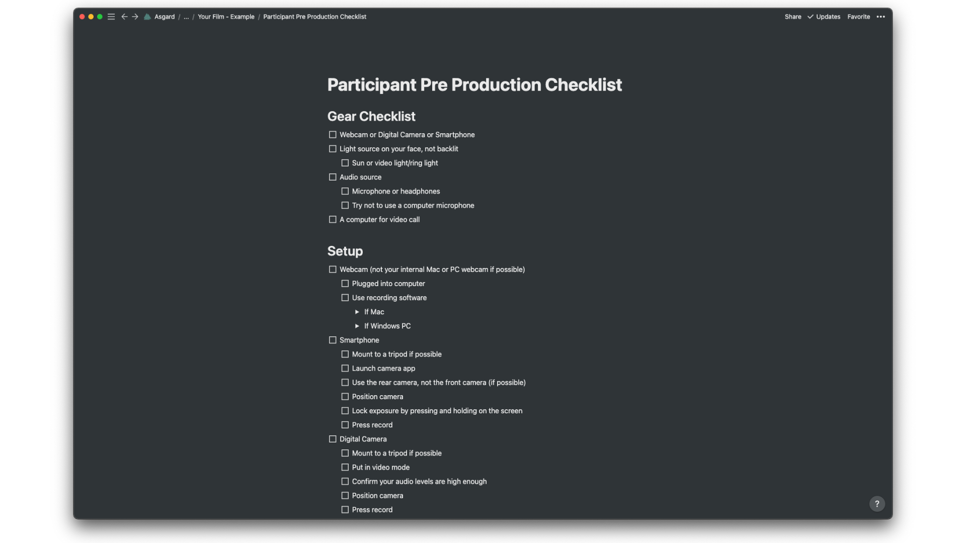 Remote Filmmaking Checklist gallery image
