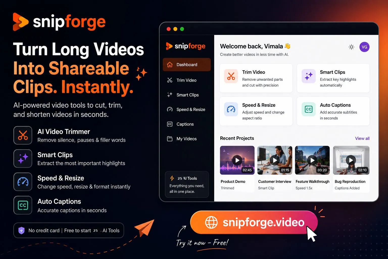 Snipforge 제품 배너
