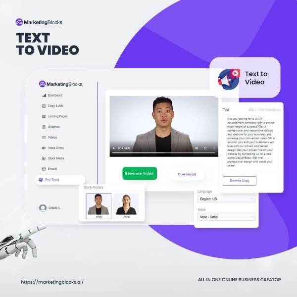 營銷阻止Web應用程序 - 立即為您的業務生成營銷副本 media 1